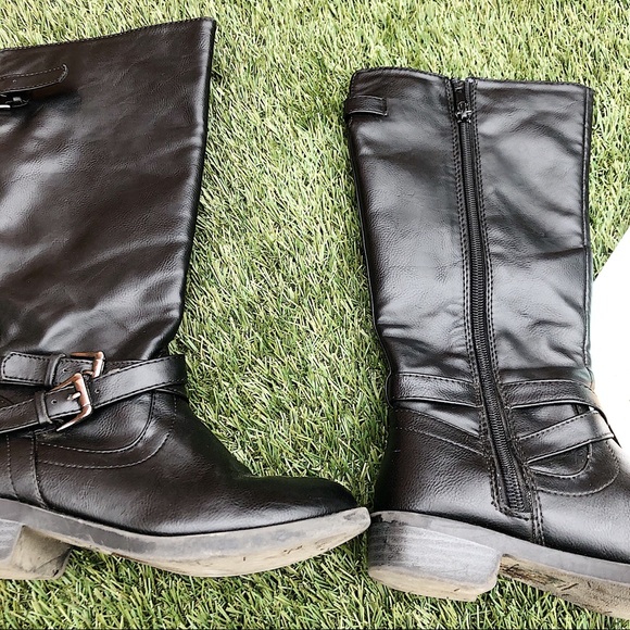 Soda Black buckled and zipper leather boots Size 1 - Picture 4 of 9